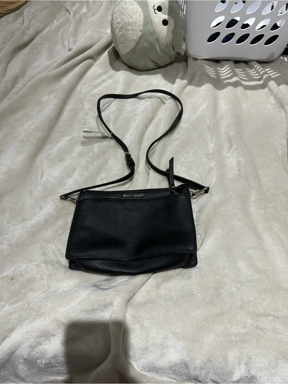 kate spade Black Saffiano Leather Crossbody with Gold Hardware
